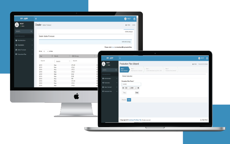 image of A system to semi-automize the production plan creation based on sales forecast and some production rules configuration.​