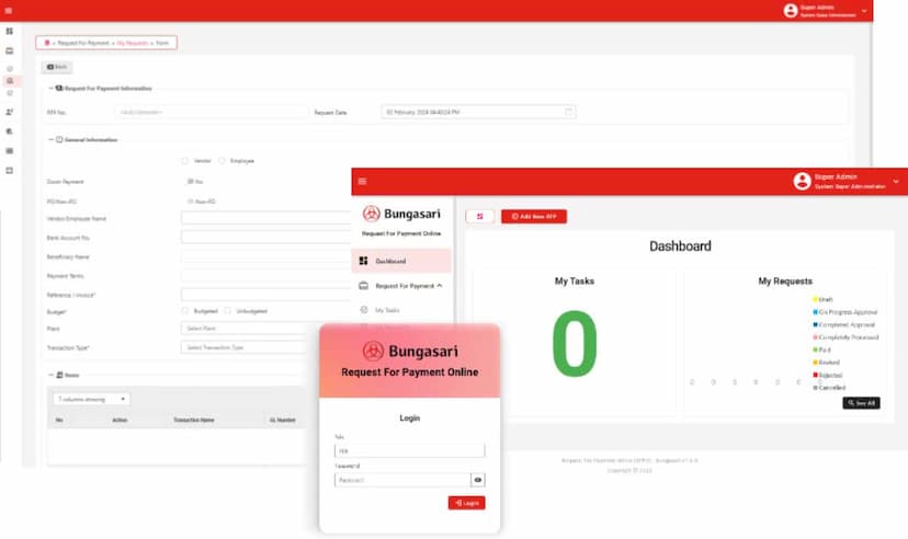 image of A web based application system to manage claim and tracking its processes holistically start from request, approval, verification/validation until payment integration to SAP. ​